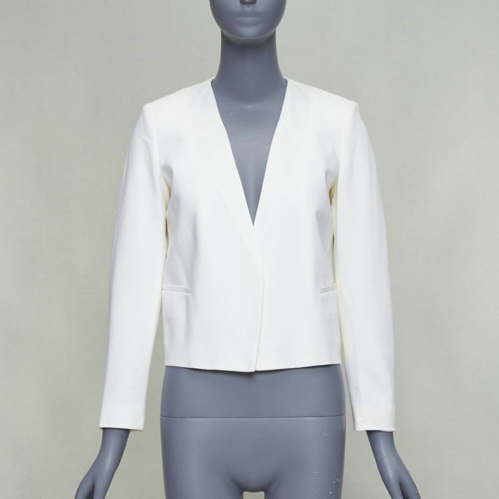 Theory White Lapel Cropped Blazer